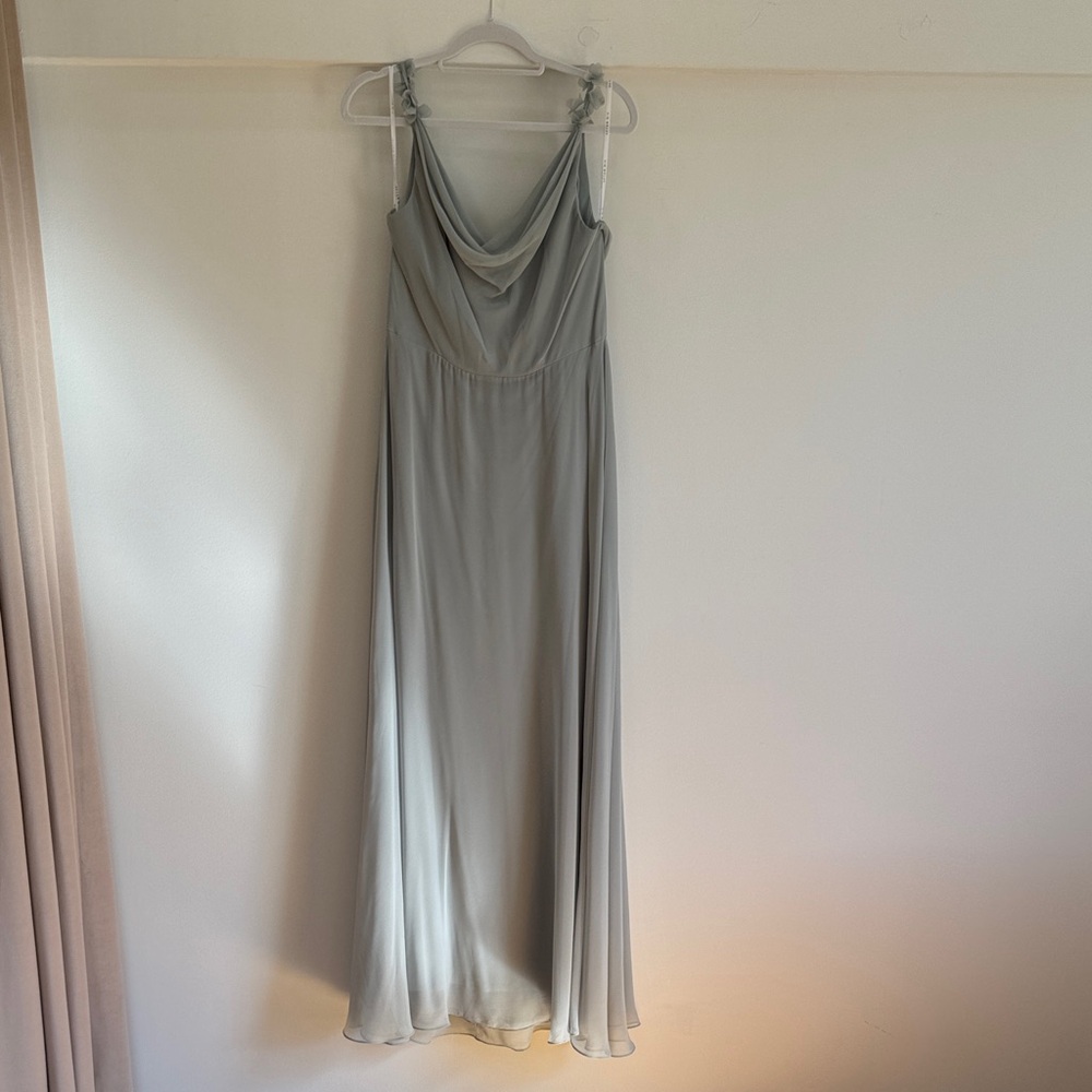 Dessy Willow green bridesmaid dress.